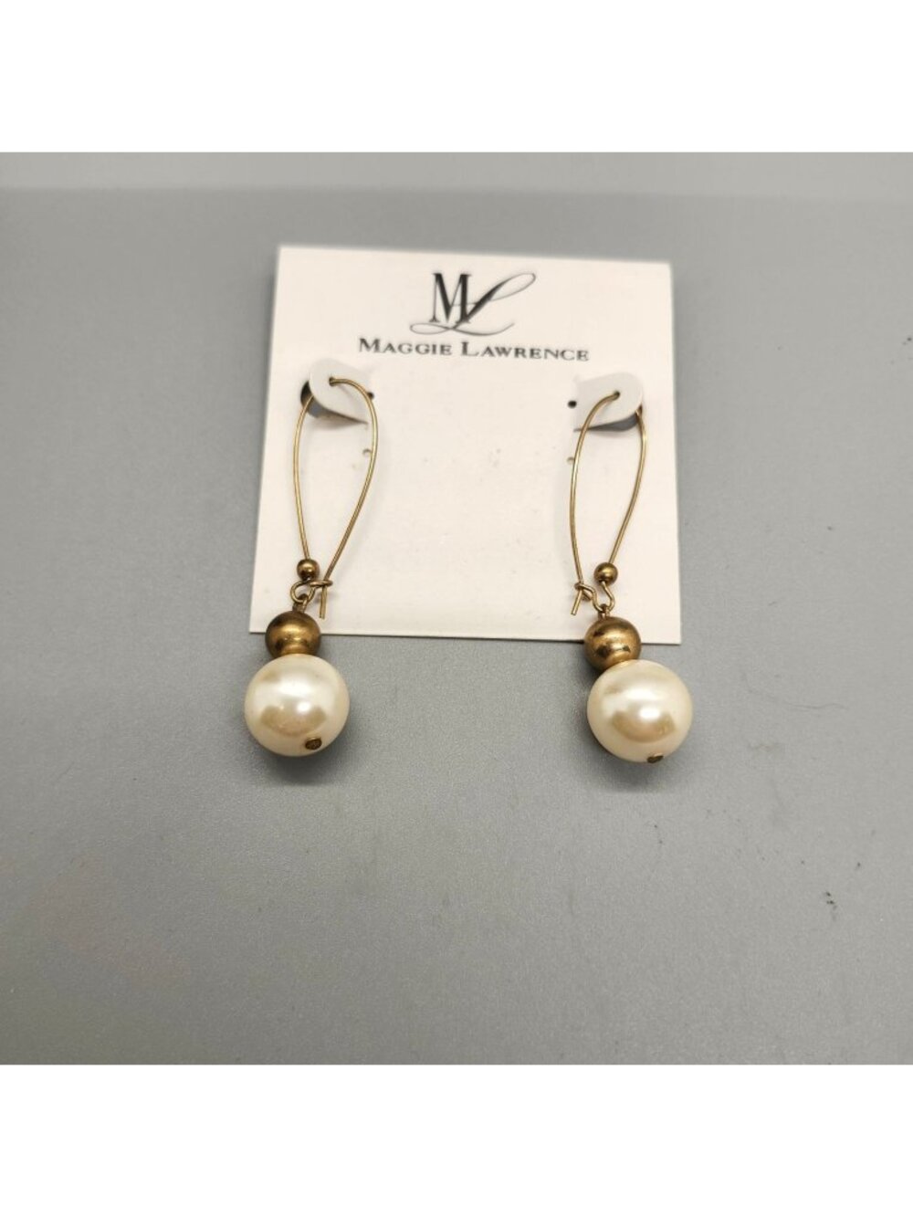 Maggie Lawrence Faux Pearl Gold Tone Drop Dangle Earrings 45mm Length Fashion